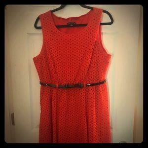 Sharagano Coral dress & belt-worn once on a cruise